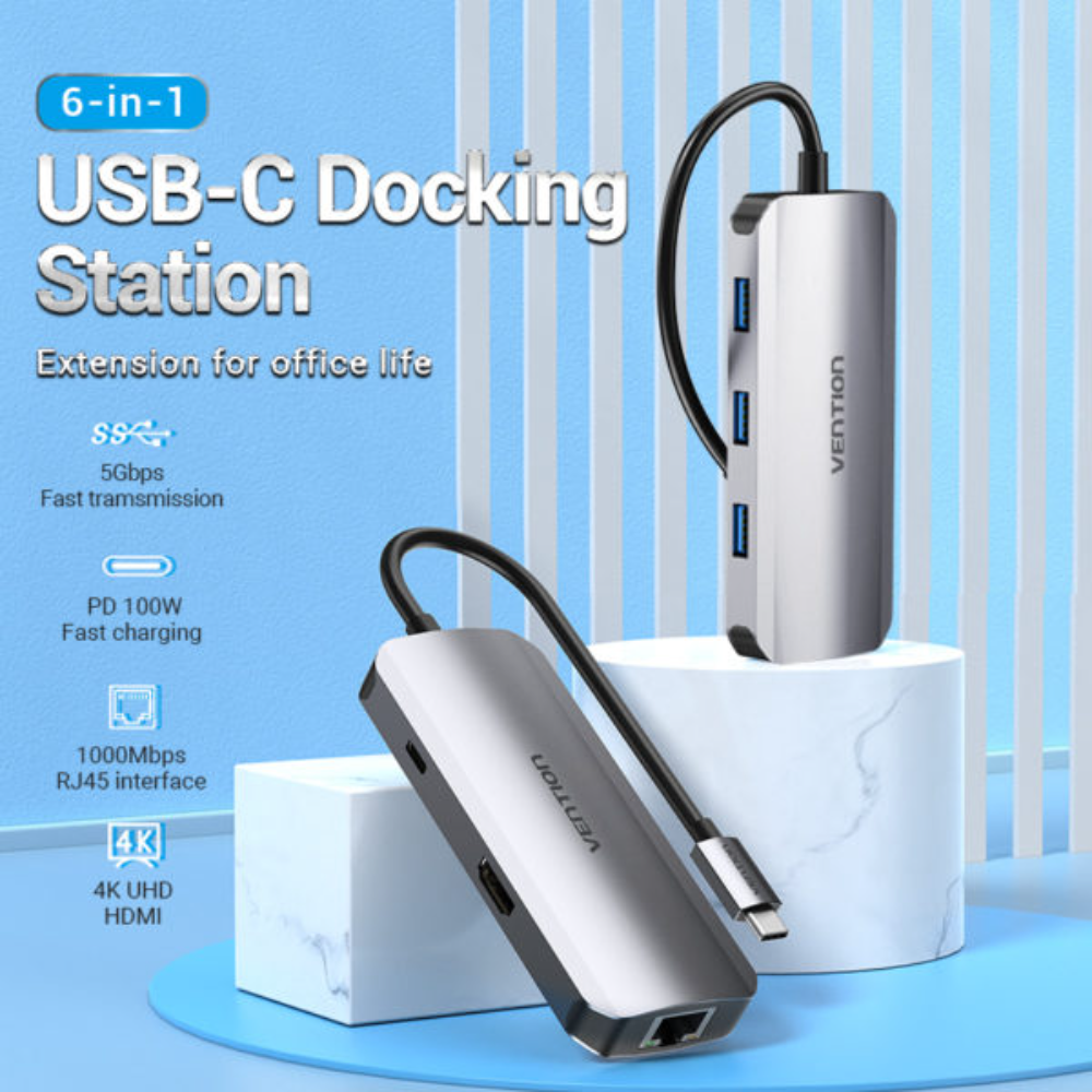 VENTION TOHHB MUTI-FUNCTION USB-C 6-IN-1 DOCKING STATION - Image 5
