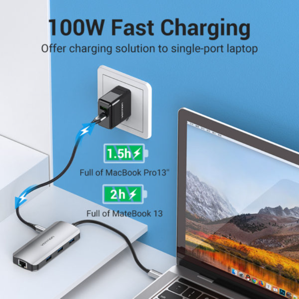 VENTION TOHHB MUTI-FUNCTION USB-C 6-IN-1 DOCKING STATION - Image 3