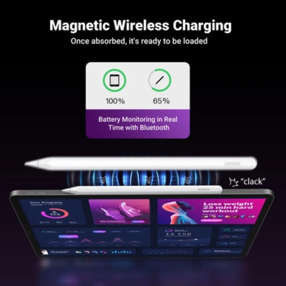 UGREEN 15910 SMART STYLUS PEN FOR IPAD MAGNETIC WIRELESS CHARGING ( WHITE ) - Image 2