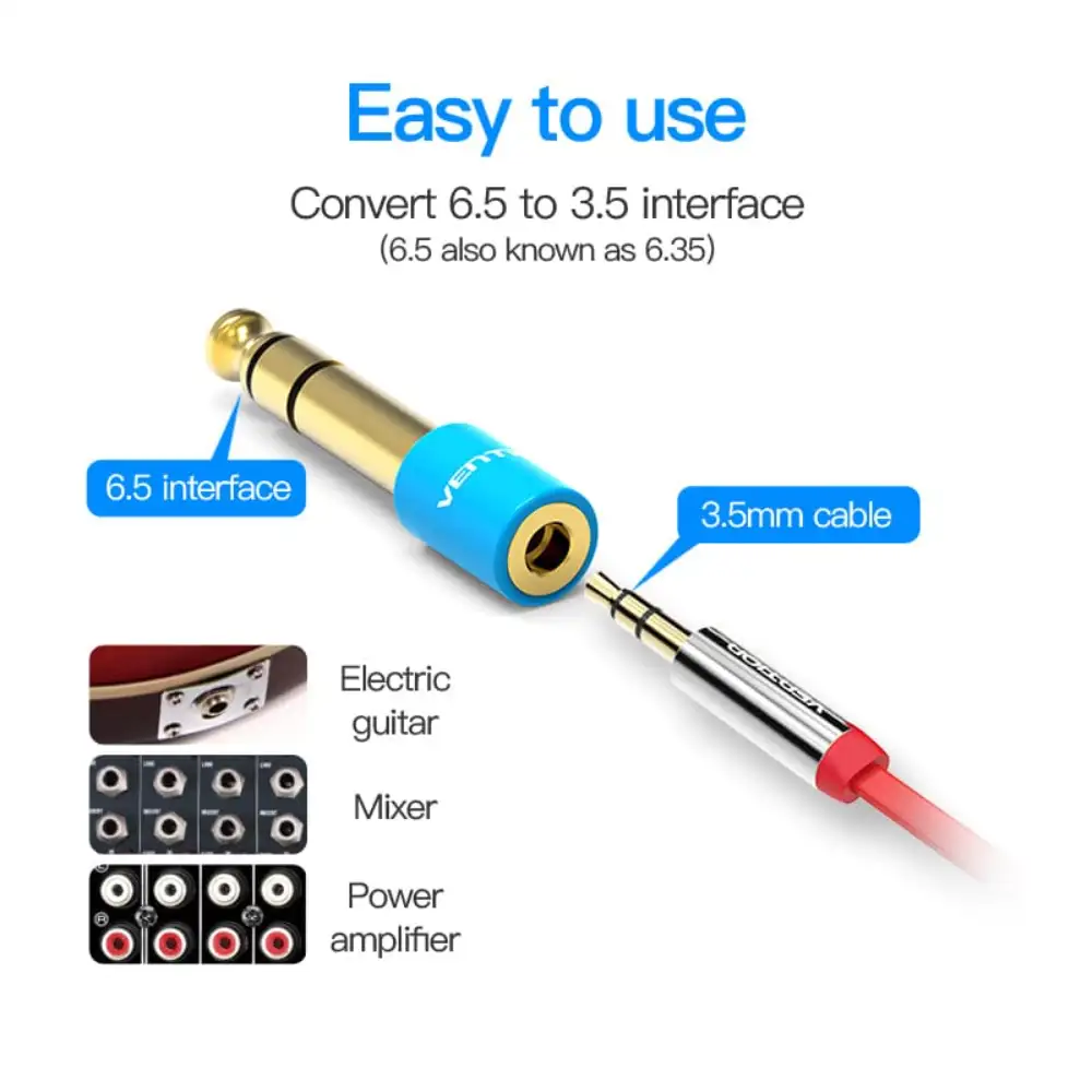VENTION VAB-S01-L 6.5MM MALE TO 3.5MM FEMALE ADAPTER BLUE - Image 4