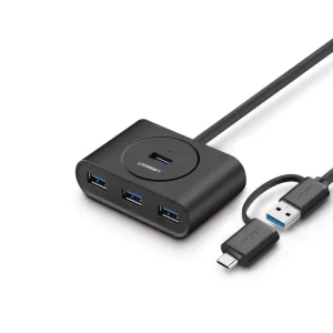 UGREEN 40850 USB 3.0 Hub with USB-C Port 1m Black 4-in-1
