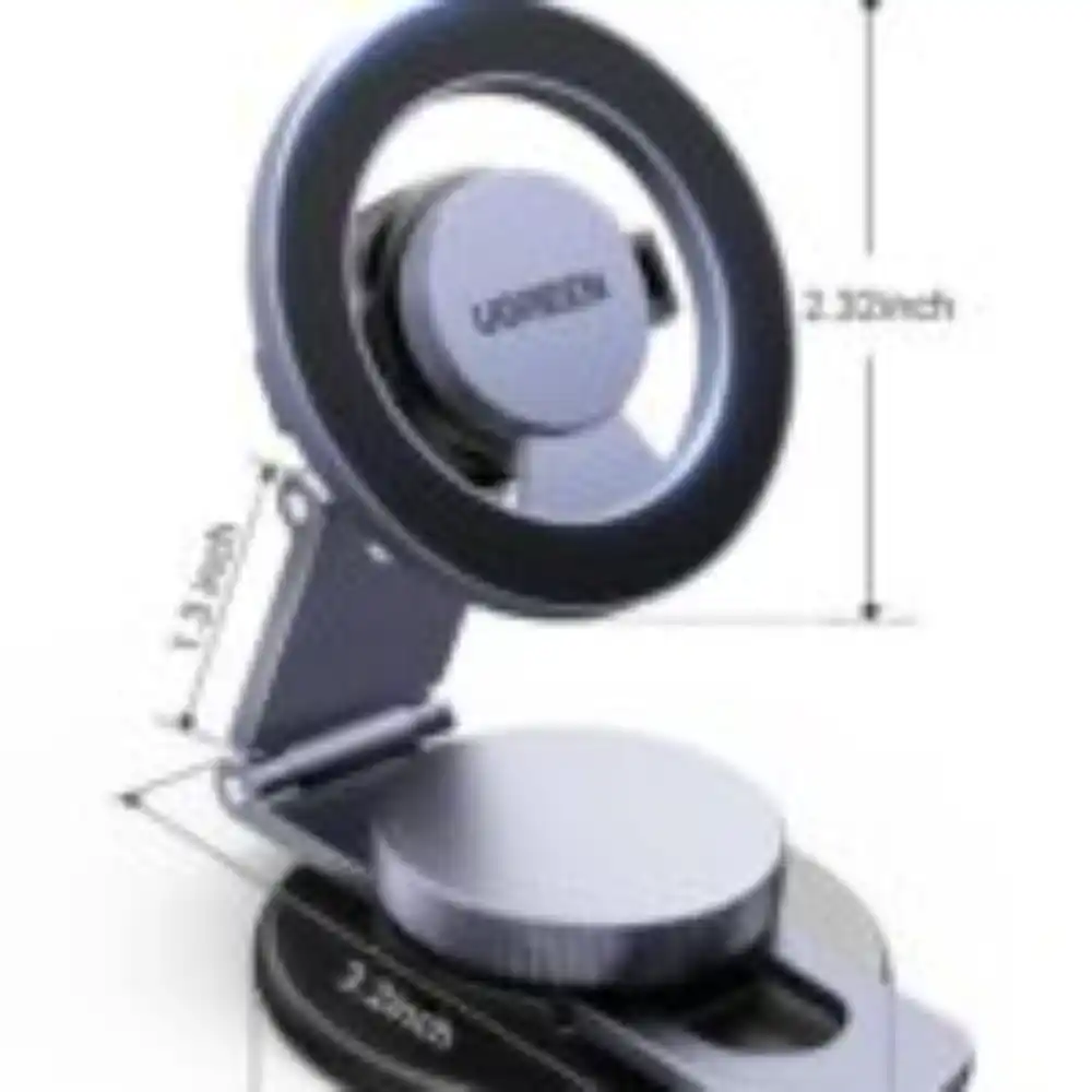 UGREEN 45577 Magnetic Dashboard Car Phone Mount made of metal, attached to a car dashboard.