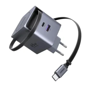 UGREEN 65825 NEXODE PRO 65W GAN FAST CHARGER WITH RETRACTABLE CABLE (1XC/1XA/1XC-CABLE)