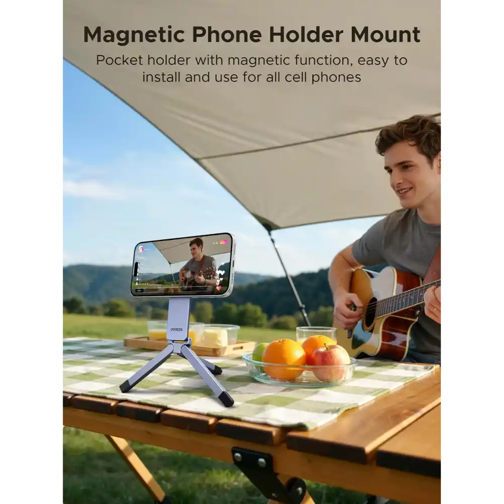 UGREEN 75509 MAGNETIC PHONE TRIPOD STAND METAL MULTI-ANGLE ADJUSTABLE - Image 3