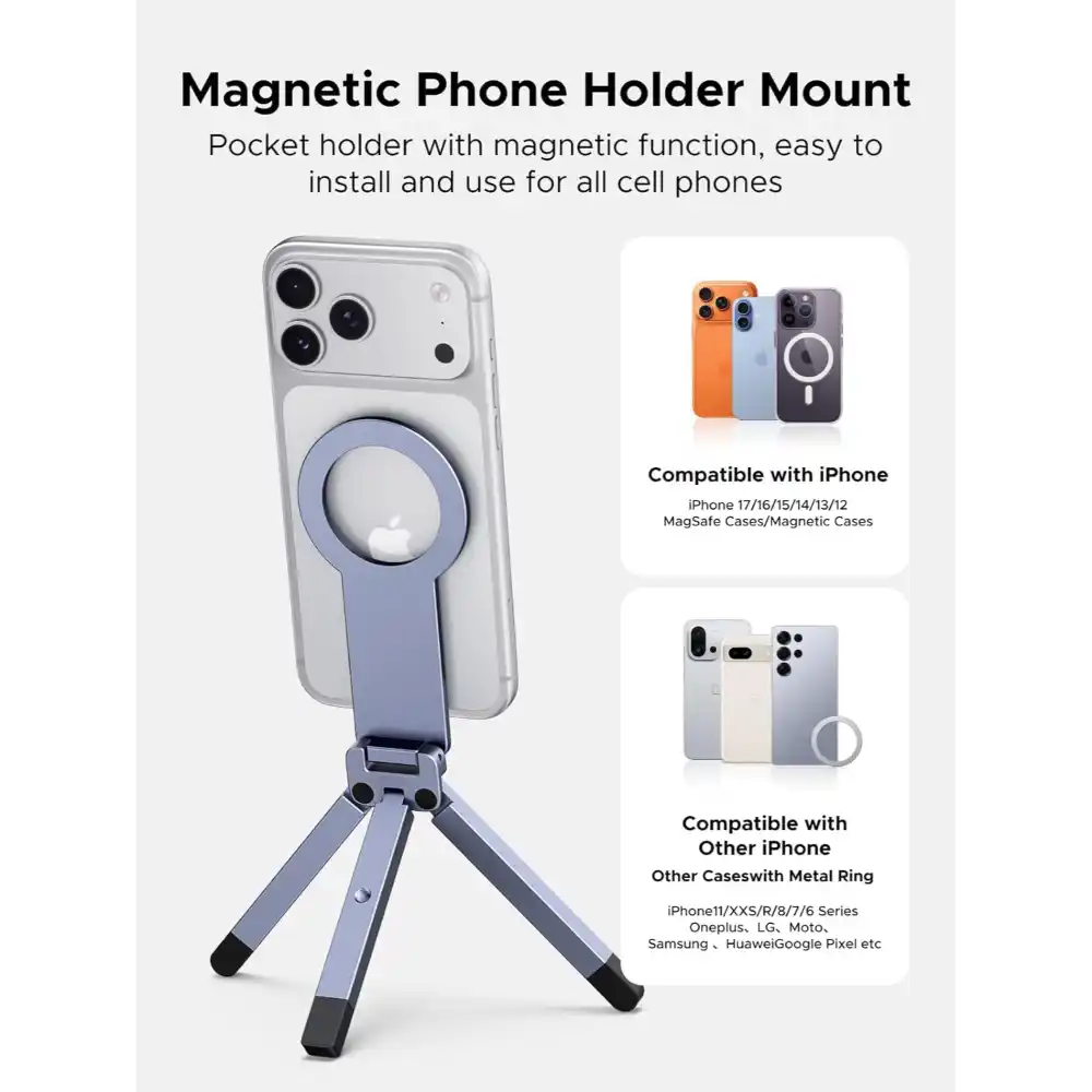 UGREEN 75509 Magnetic Phone Tripod Stand Metal Adjustable