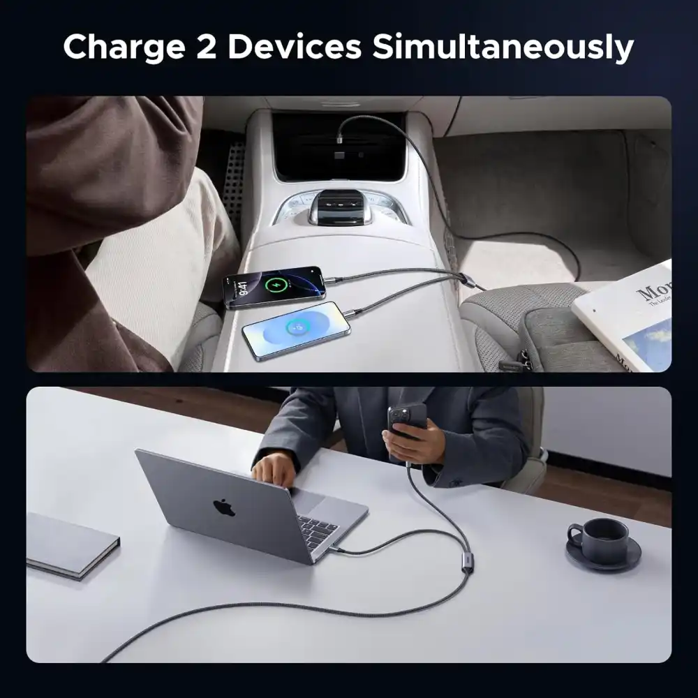 UGREEN 75733 140W 2-in-1 Dual USB-C Cable 2M Fast Charging