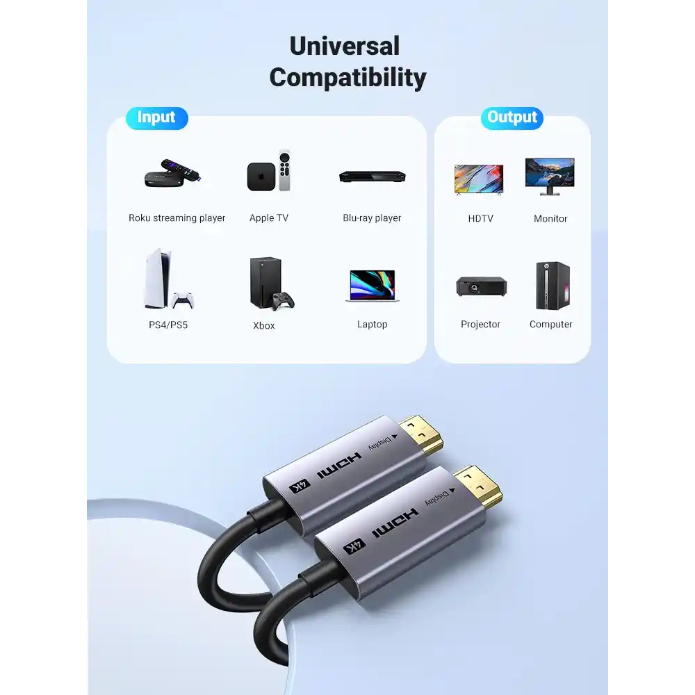 UGREEN 45503 HDMI 4K FIBER OPTIC CABLE ALUMINUM SHELL 10M