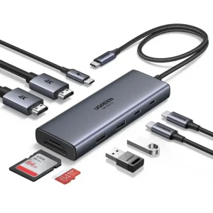 UGREEN 85774 USB-C Dual HDMI Docking Station 9-in-1 – 2× HDMI, Dual 4K@60Hz